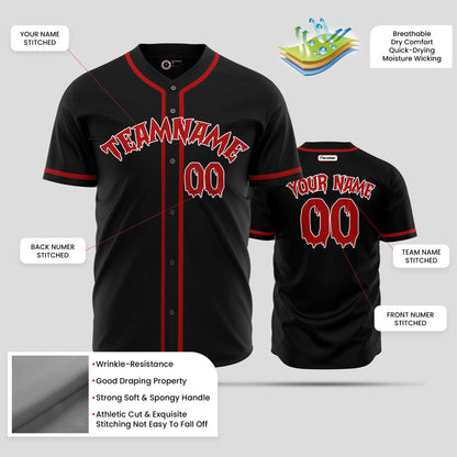 Custom Black & Pink Authentic Baseball Jersey with Team Number