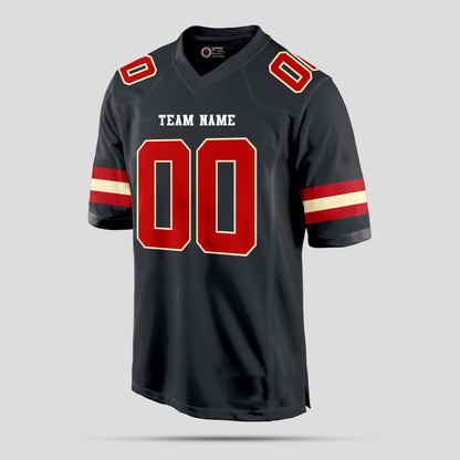 Custom Team Number Black, Red, and White Football Jersey – Personalized Performance Wear