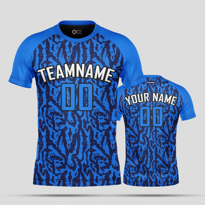 Custom Team Number Soccer Jerseys – Blue Pattern Personalized Uniforms