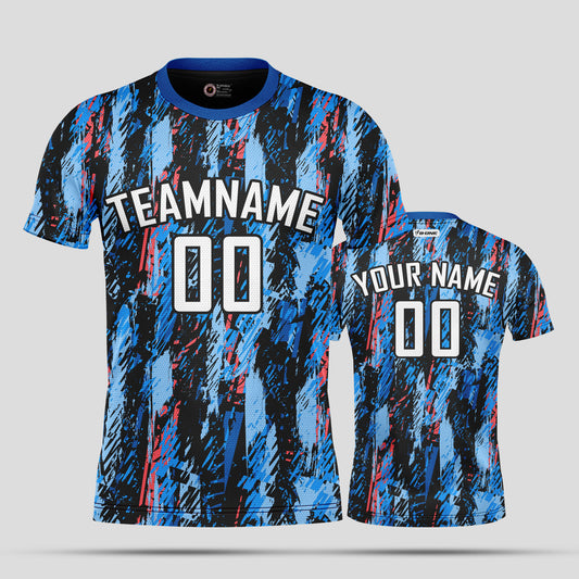 Custom Team Number Soccer Jerseys – Blue Pattern Personalized Uniforms