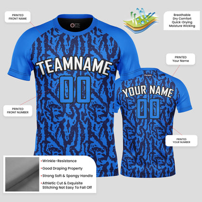 Custom Blue Soccer Jerseys with Personalized Team Numbers