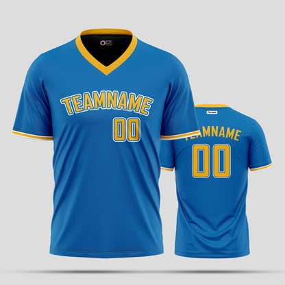 Custom Team Number Blue and Yellow High-Performance Athletic Jerseys