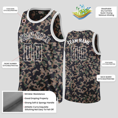 Custom Cream Camo Basketball Jerseys – Personalized Team Number Uniforms