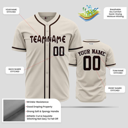 Custom Team Number Cream Black Baseball Jersey - Ultimate Sportswear