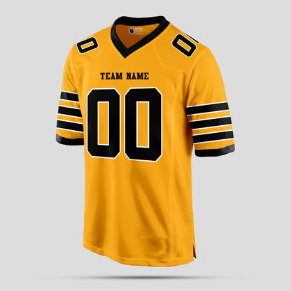 Custom Team Number Gold and Black Football Jersey with Personalized Number