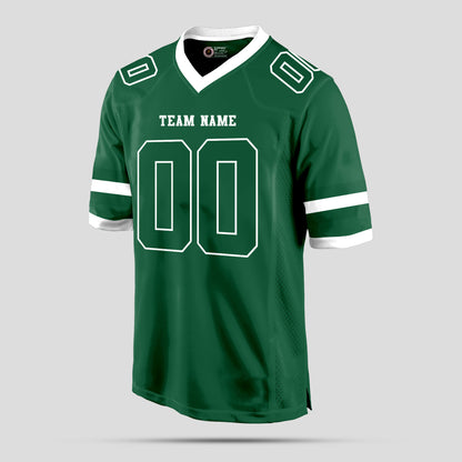 Custom Team Number Green and White Football Jersey with Personalized Design