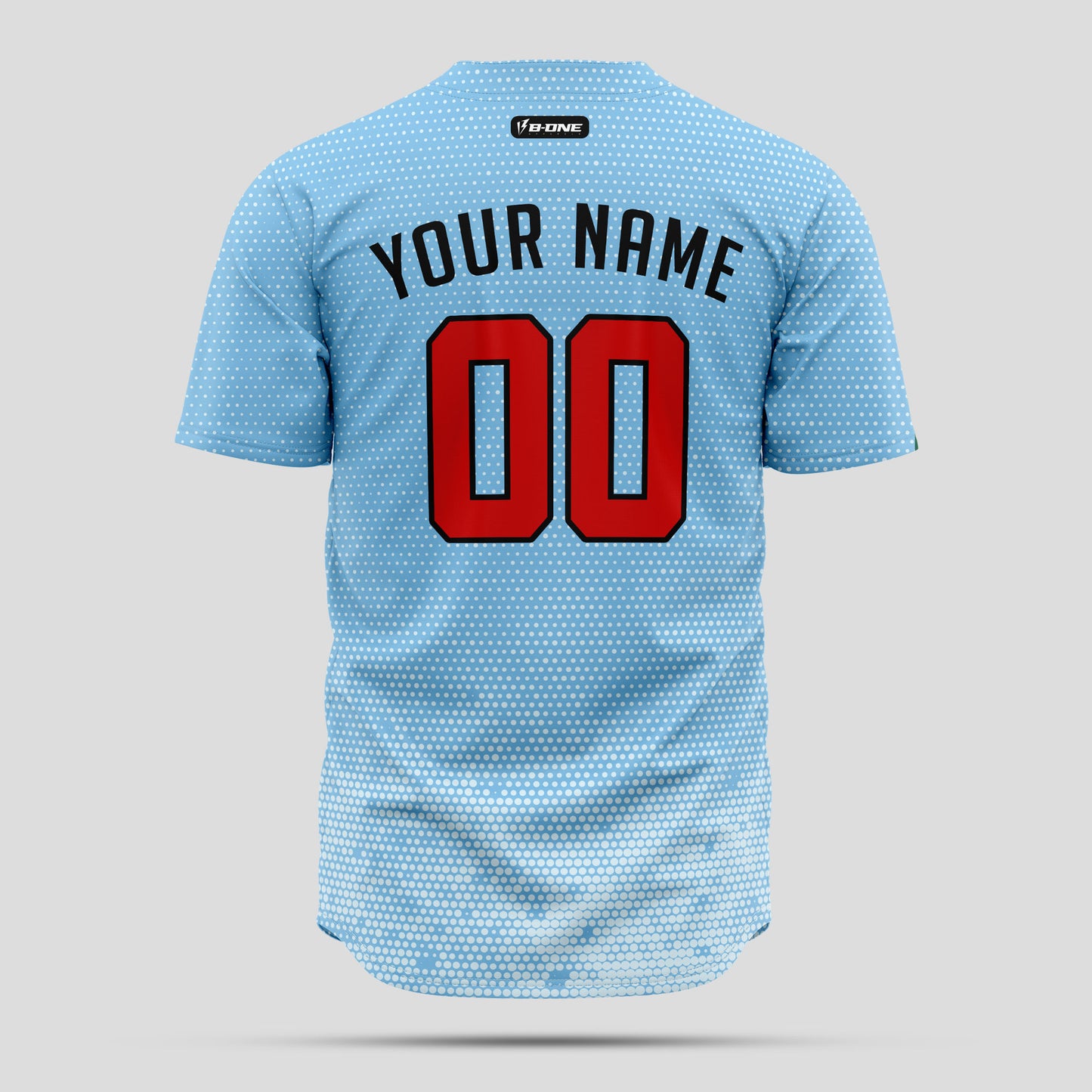 Custom Light Blue & Gradient Red Baseball Jersey with Team Number