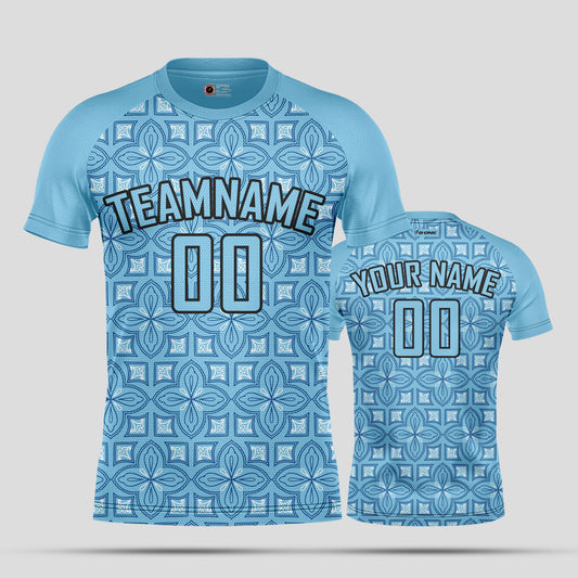 Custom Team Number Soccer Jerseys – Light Blue & Black Personalized Uniforms