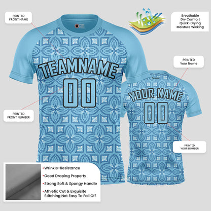 Custom Team Number Soccer Jerseys – Light Blue & Black Personalized Uniforms