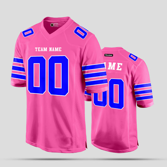 Custom Light Pink and Navy Blue Football Jersey with Team Number – Personalized for Your Squad