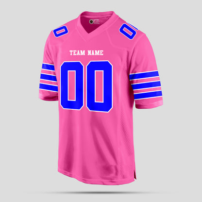 Custom Light Pink and Navy Blue Football Jersey with Team Number – Personalized for Your Squad