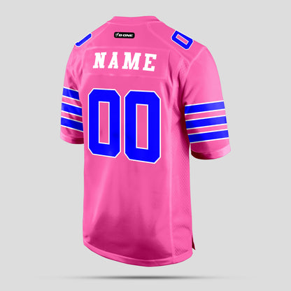 Custom Light Pink and Navy Blue Football Jersey with Team Number – Personalized for Your Squad