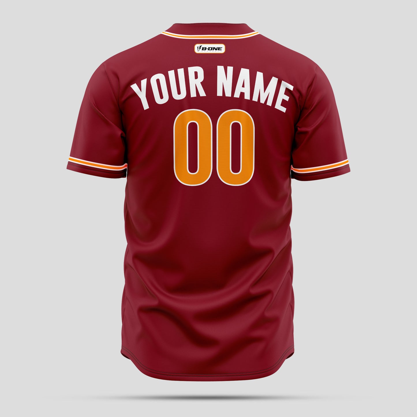 Custom Team Number Maroon, Yellow & White Baseball Jersey