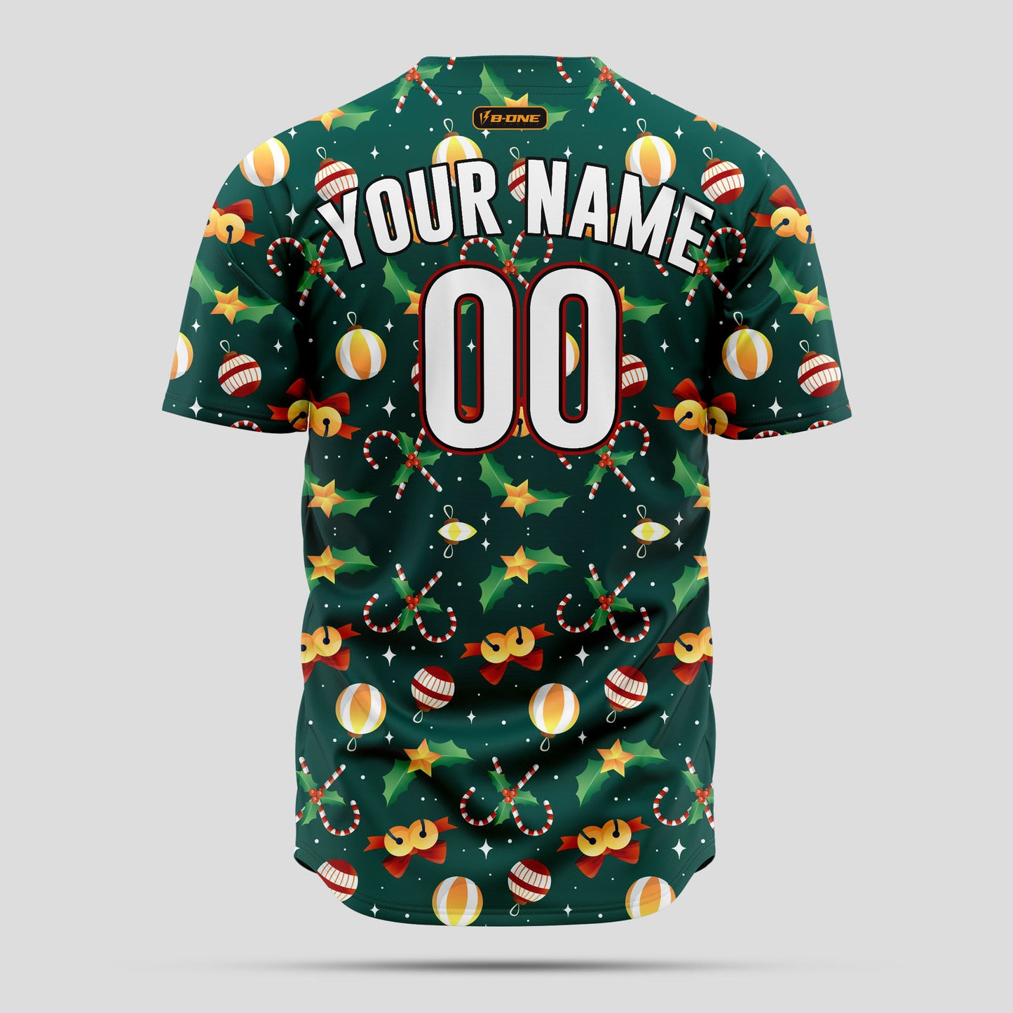 Custom Navy & Green 3D Christmas Baseball Jersey with Team Number