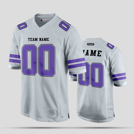 Custom Team Number Silver and Purple Football Jersey – Premium Personalized Sports Apparel