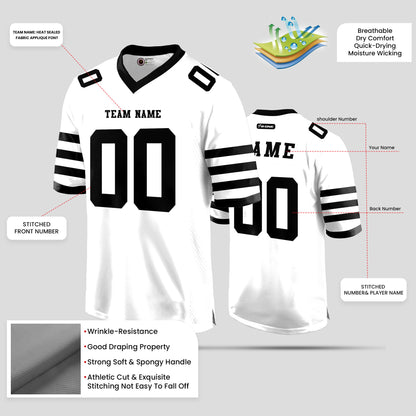 Custom Team Number White and Black Football Jersey – Personalized for Your Team