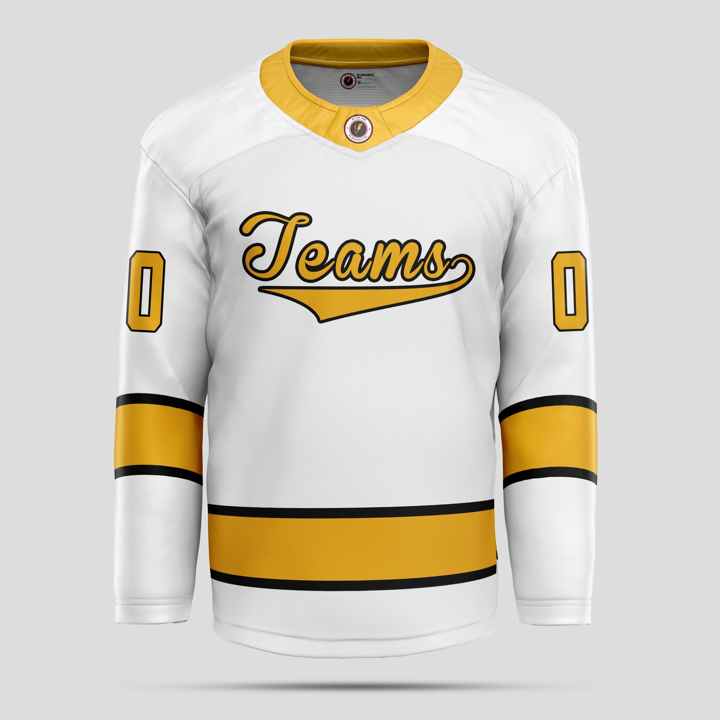 Custom Team Number White, Black, and Yellow Ice Hockey Jersey - Premium Quality & Personalized