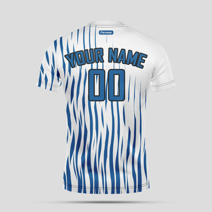 Custom White & Blue Soccer Jerseys with Personalized Team Numbers