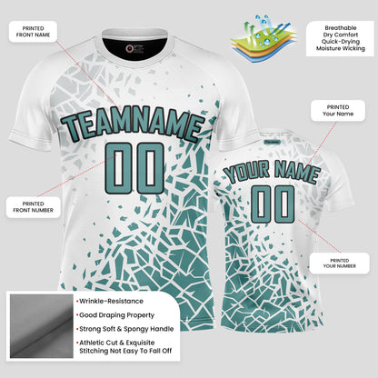 Custom White & Green Soccer Jerseys with Personalized Team Numbers
