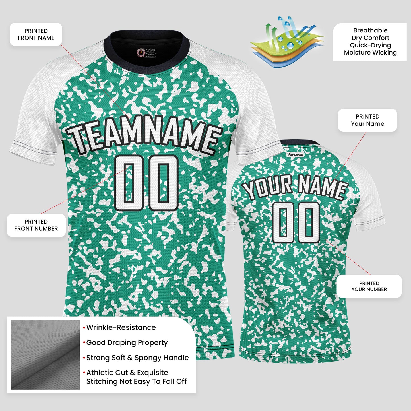 Custom White & Green Soccer Jerseys with Personalized Team Numbers