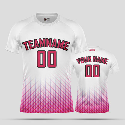 Custom White & Pink Soccer Jerseys with Personalized Team Numbers