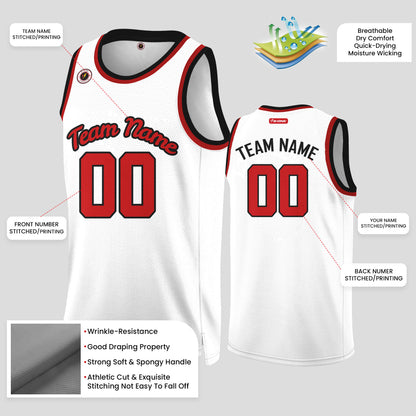 Custom Team Number White & Red Basketball Jerseys – Personalized & Stylish