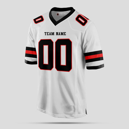 Custom Team Number White, Red, and Black Football Jersey – Personalized Sportswear