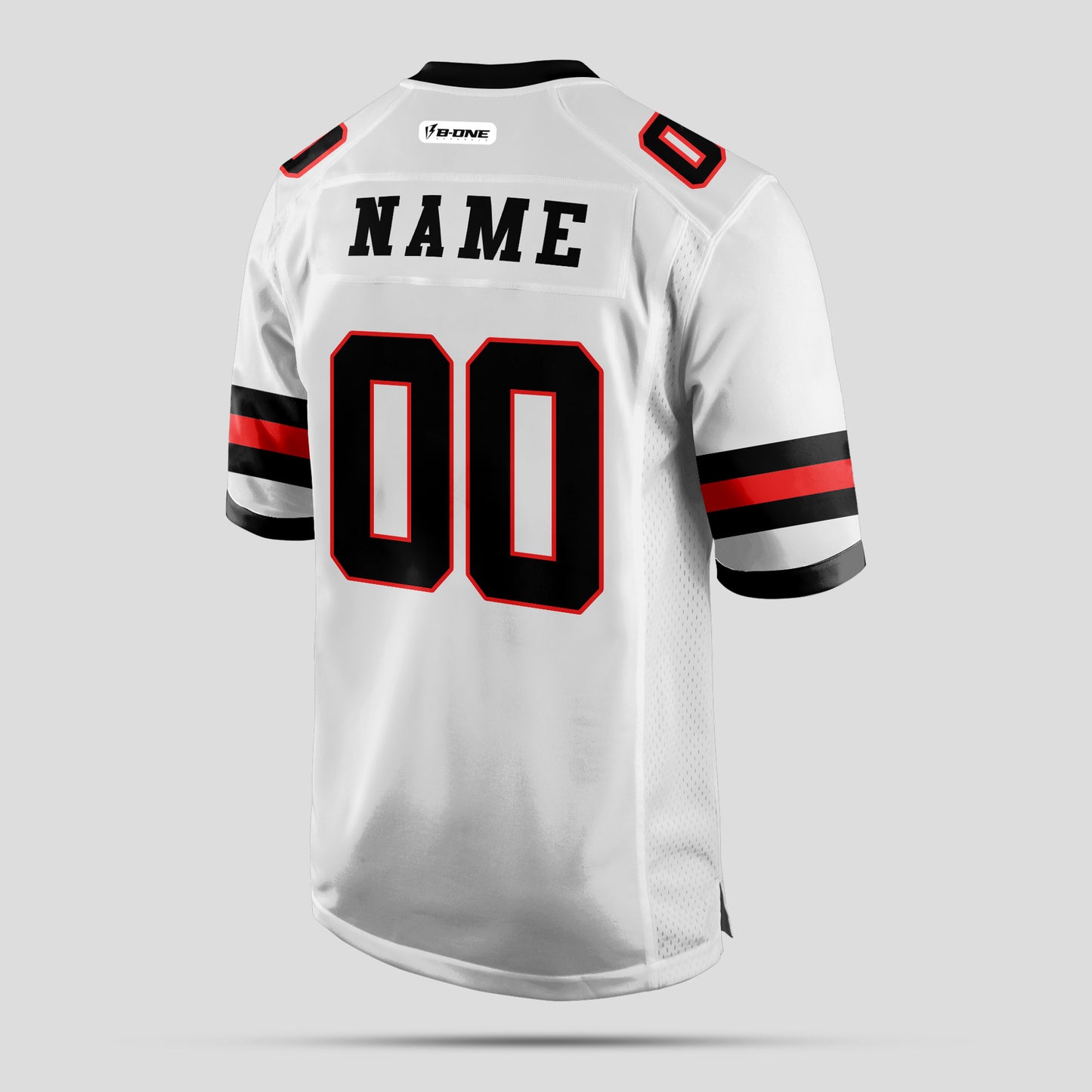 Custom Team Number White, Red, and Black Football Jersey – Personalized Sportswear