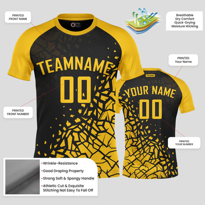 Custom Yellow & Black Soccer Jerseys with Personalized Team Number