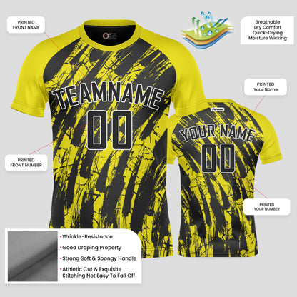 Custom Yellow & Black Soccer Jerseys with Personalized Team Numbers