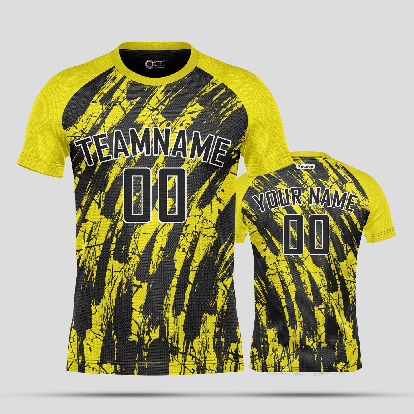 Custom Yellow & Black Soccer Jerseys with Personalized Team Numbers