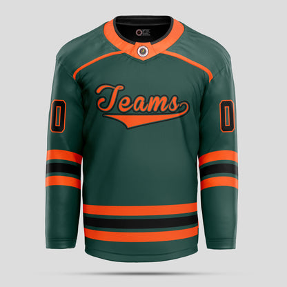 Custom Orange, Black, & Green Quality Hockey Jersey with Team Name Personalization