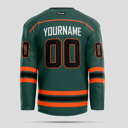 Custom Orange, Black, & Green Quality Hockey Jersey with Team Name Personalization