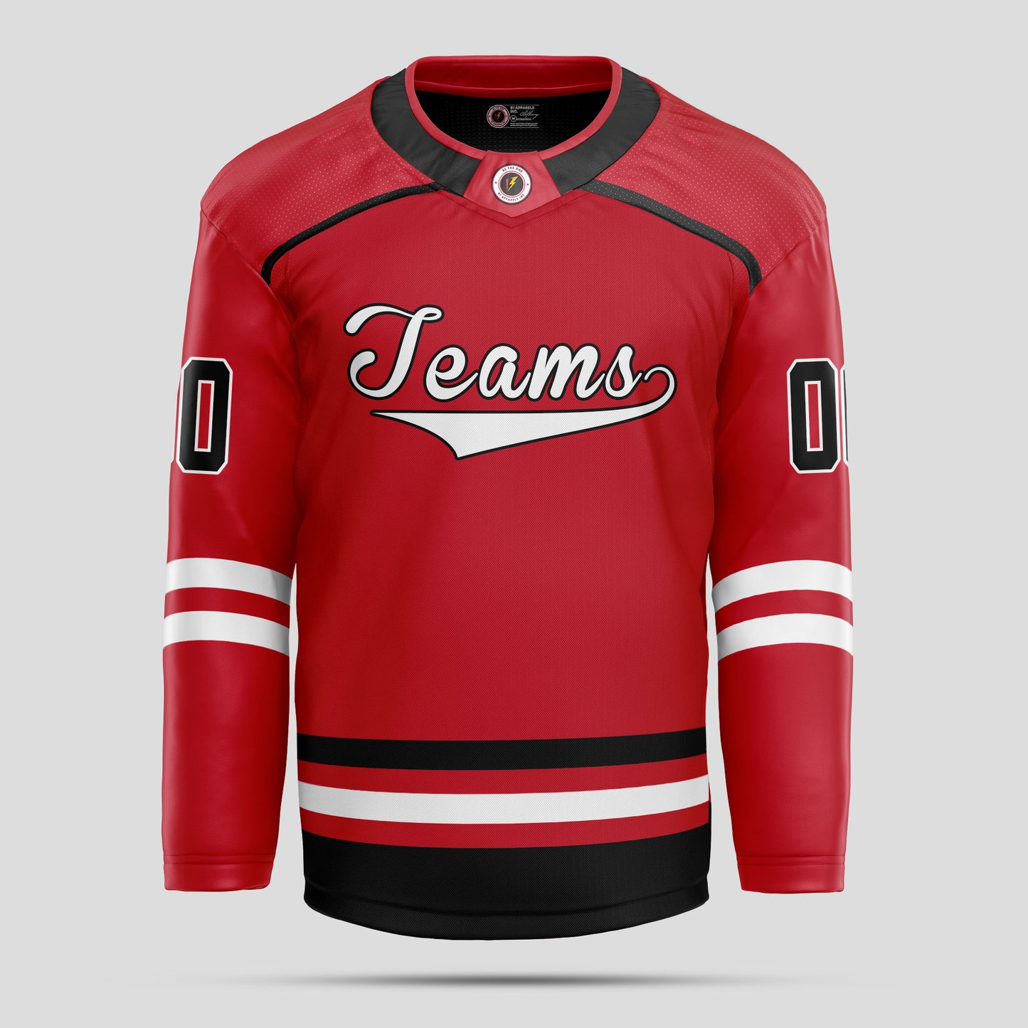 Custom Team Red, Black, and White Hockey Jersey – Personalized Performance Gear