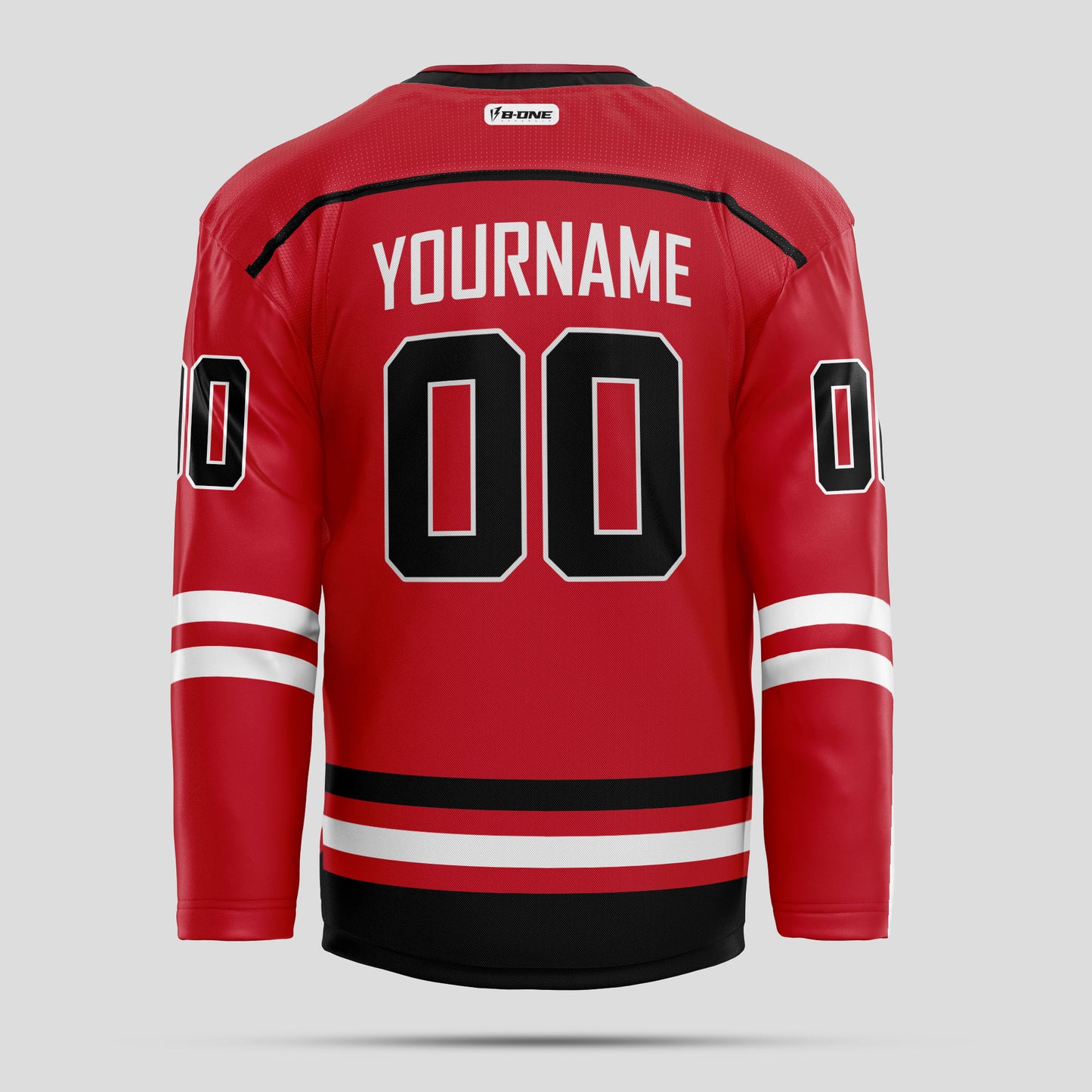 Custom Team Red, Black, and White Hockey Jersey – Personalized Performance Gear