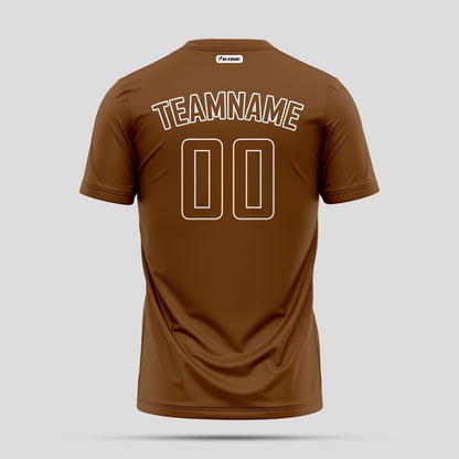 Custom Team Name Brown and White High-Performance Athletic T-Shirts