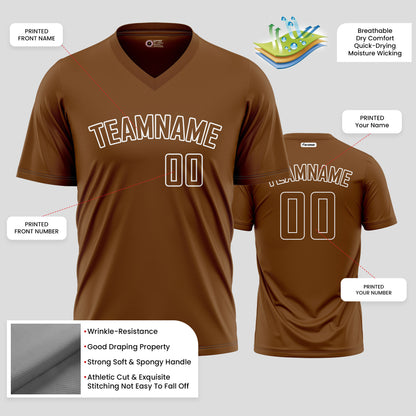 Custom Team Name Brown and White High-Performance Athletic T-Shirts