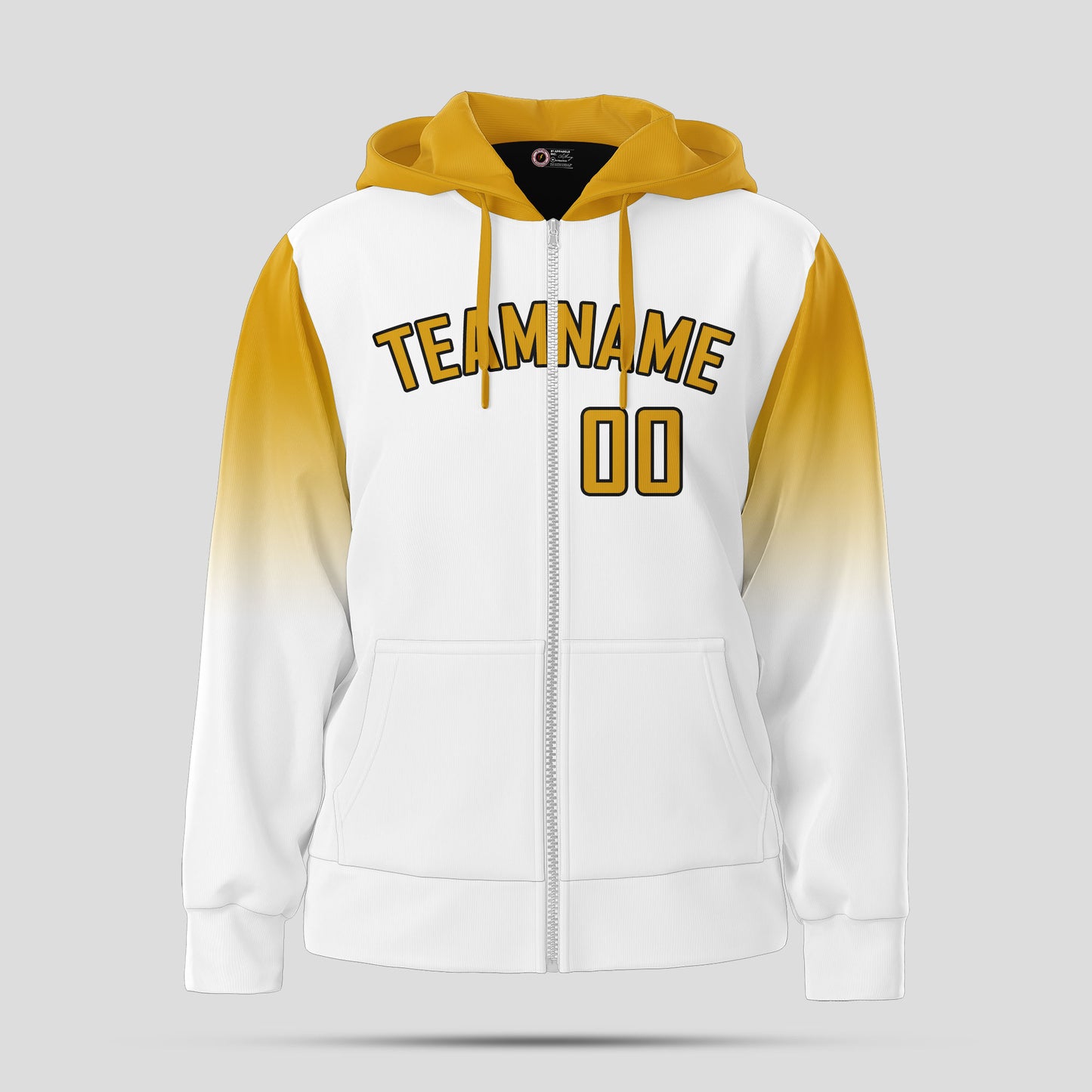 Custom Team Name White and Yellow Pullover Sweatshirts Hoodie