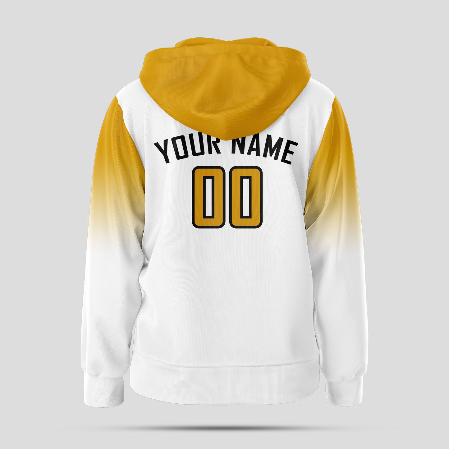 Custom Team Name White and Yellow Pullover Sweatshirts Hoodie