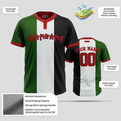 Custom Three-Color Two-Button Baseball Jersey