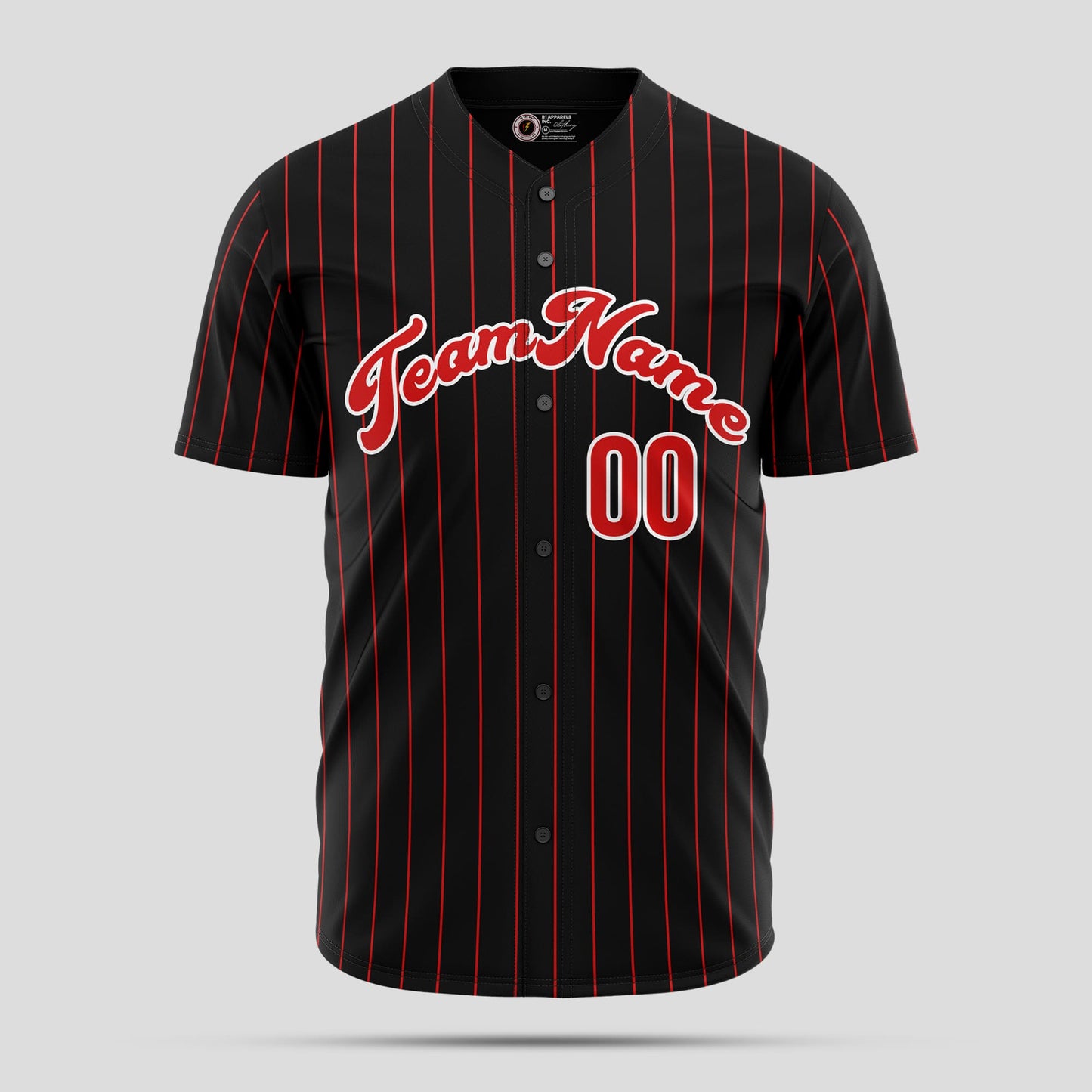 Custom Unique Design Black Pinstripe and Red Authentic Baseball Jersey