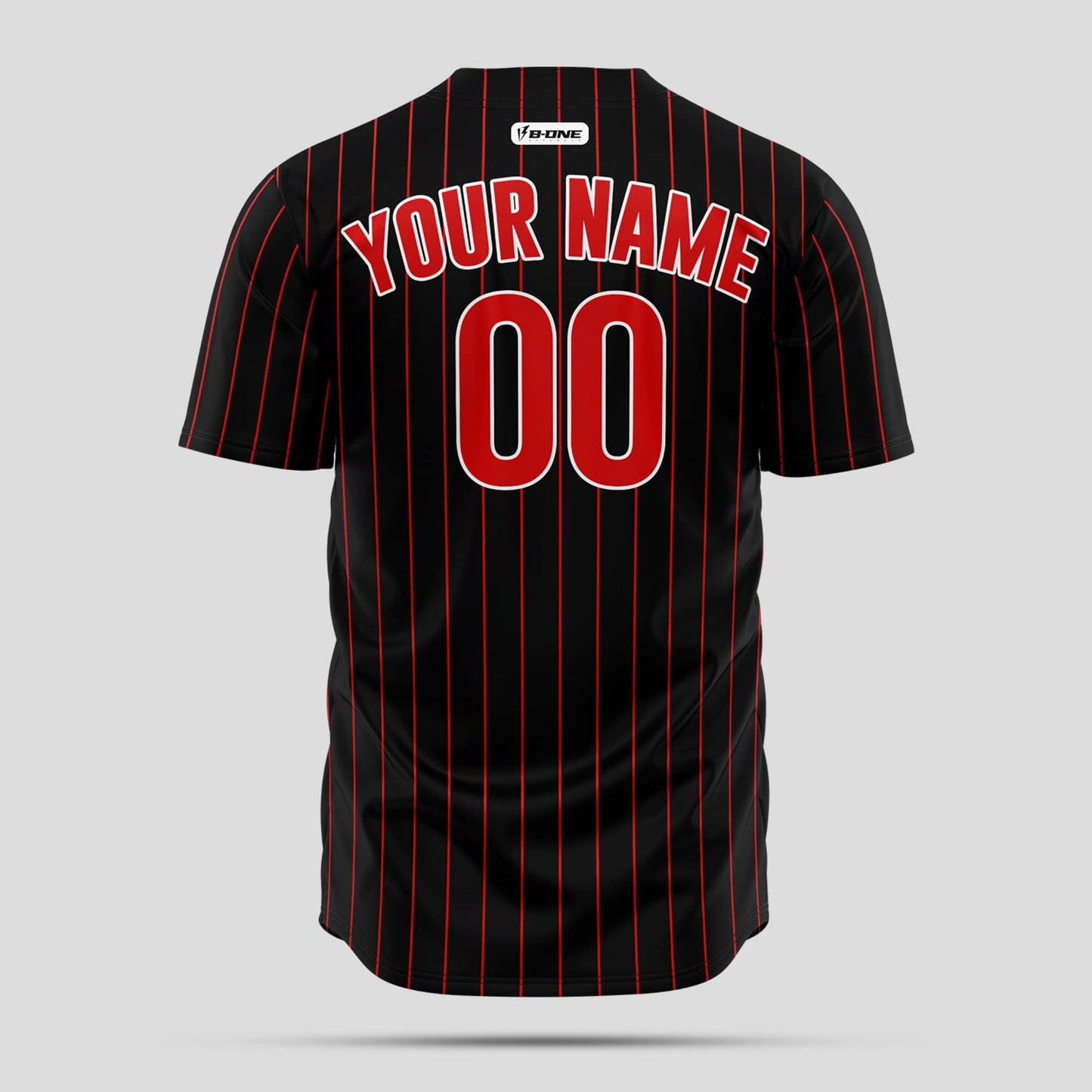 Custom Unique Design Black Pinstripe and Red Authentic Baseball Jersey