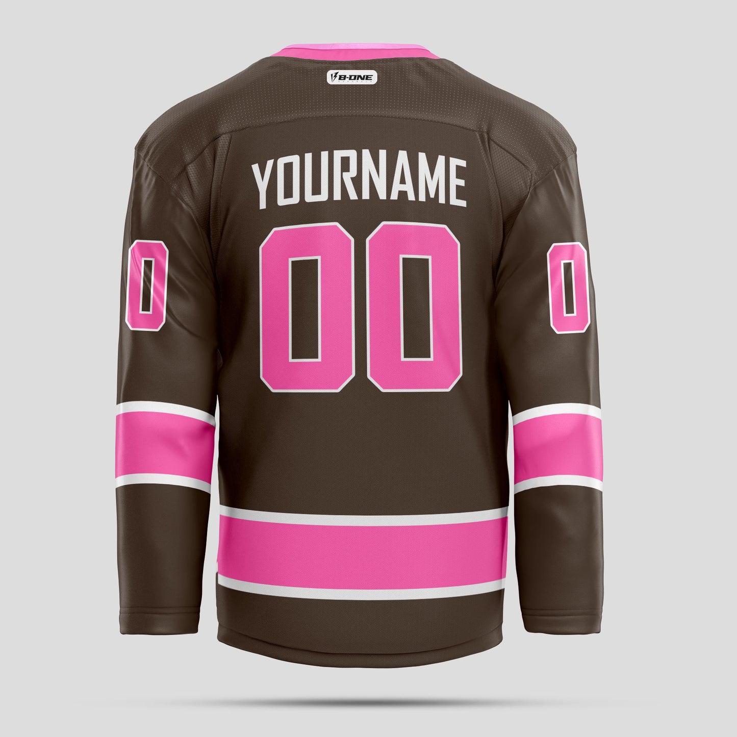 Custom Unisex Brown and Pink Authentic Hockey Jersey