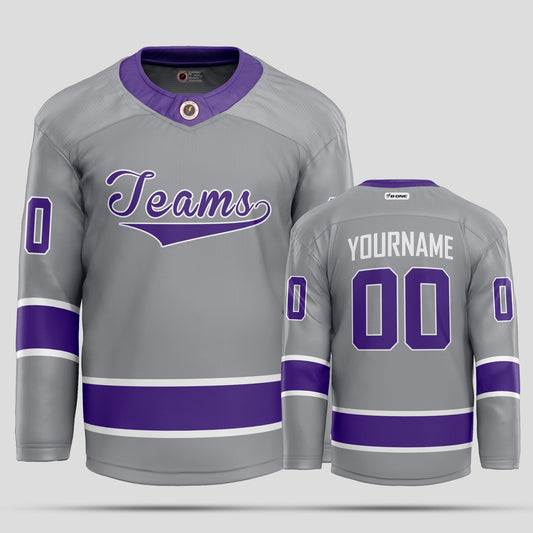 Custom Unisex Gray and Purple Quality Hockey Jersey – Premium Personalized Gear