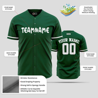 Custom V-Neck Kelly Green White Baseball Jersey - Premium Team Uniform