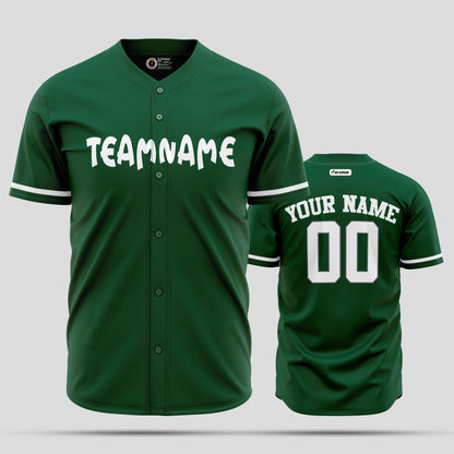 Custom V-Neck Kelly Green White Baseball Jersey - Premium Team Uniform