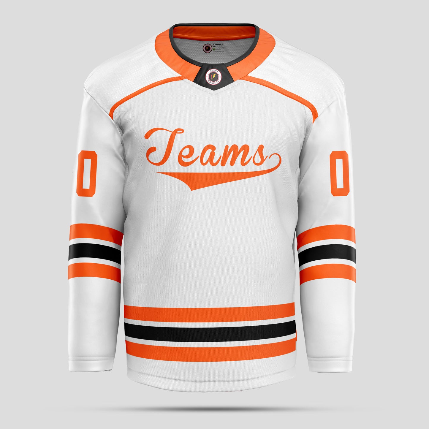 Custom White, Black, and Orange Hockey Jersey - Premium Quality & Personalized