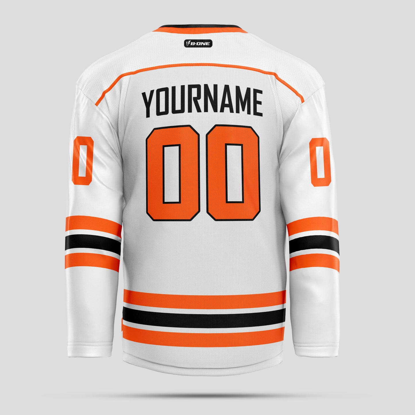 Custom White, Black, and Orange Hockey Jersey - Premium Quality & Personalized