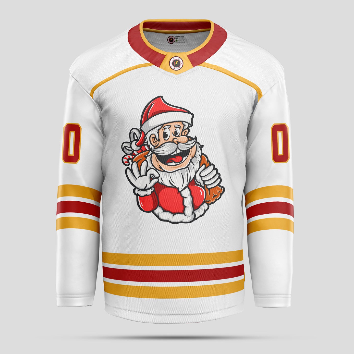 Custom White Christmas Red and Gold Hockey Jersey - Premium Quality & Personalized