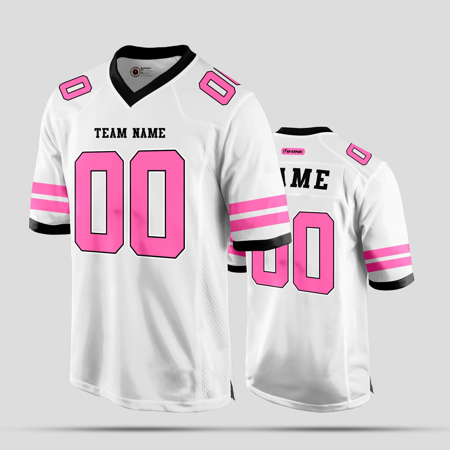 Custom White, Pink, and Black Football Jersey – Personalized Team Gear